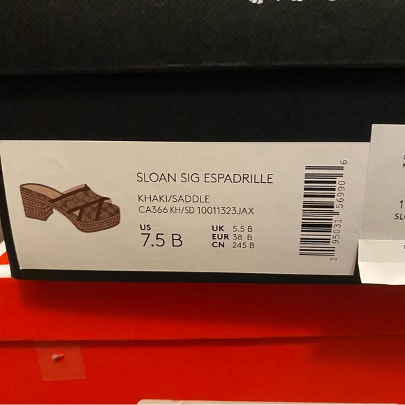 Coach Brown Sloan Sig Espadrille Sandals in Khaki/Saddle - Picture 7 of 7